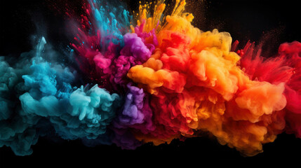 Fototapeta na wymiar Exlosion of colored powder on black background