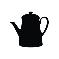 Tea Kettle Silhouette. Black and White Icon Design Elements on Isolated White Background