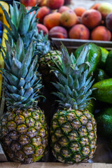 Pineapples in Central Market Hall, Budapest, Hungary.