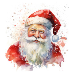 Watercolor Santa Claus illustration Clipart generative AI