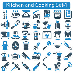 Kitchen and Cooking icon set vector illustration
