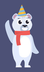 polar christmas bear. cartoon white bears in winter christmas clothes, gifts, holiday characters collection animals. vector cartoon characters set.