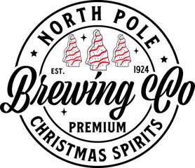 Brewing co north pole design for sweatshirt , Merry Christmas shirt,Gift holiday ,Christmas tree cake shirt .
