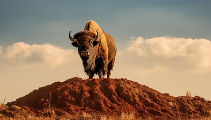 buffalo in the bison range in south dakota Generative AI - obrazy, fototapety, plakaty