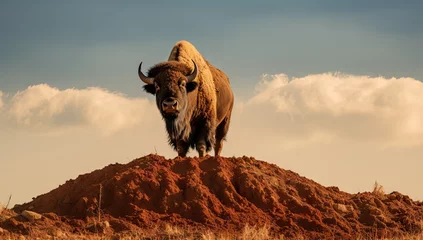 Fotobehang buffalo in the bison range in south dakota Generative AI © SKIMP Art