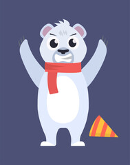 polar christmas bear. cartoon white bears in winter christmas clothes, gifts, holiday characters collection animals. vector cartoon characters set.