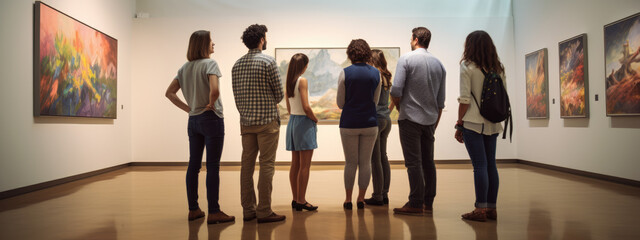 Group of people during an exhibition at the gallery