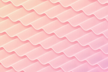 Pink waves background. Tender pale color geometric pattern. 3d rendering - 660581415