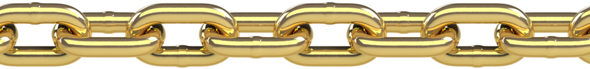 Seamless golden curb chain PNG clip art cut out on transparent background