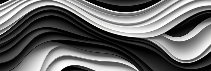 ornate black and white pattern of vertical wavy lines created with Generative Ai - obrazy, fototapety, plakaty