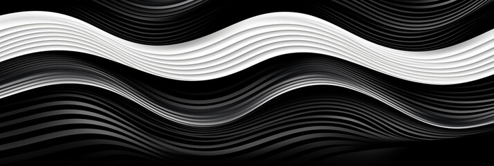 Obraz premium ornate black and white pattern of vertical wavy lines created with Generative Ai