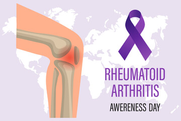 World Rheumatoid Arthritis Awareness Day, October 12, banner. Human knee joint and text. Illustration, banner, vector