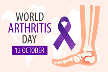 World Rheumatoid Arthritis Awareness Day, 12 October, banner. Human ankle joint and text. Illustration, banner, vector