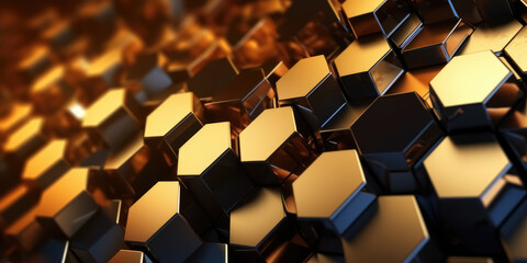 Abstract Futuristic Luxurious Digital Geometric Technology Hexagon Background Banner Illustration 3D
