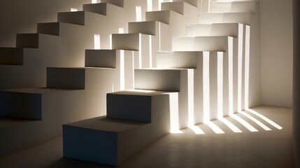 A labyrinth of geometric prisms casting intriguing shadows.