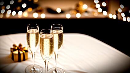(4K) Champagne glasses on new years day AI