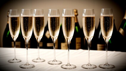 (4K) Champagne glasses on new years day AI