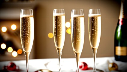 (4K) Champagne glasses on new years day AI