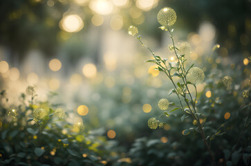 Fototapeta premium Romantic garden in soft colors. AI