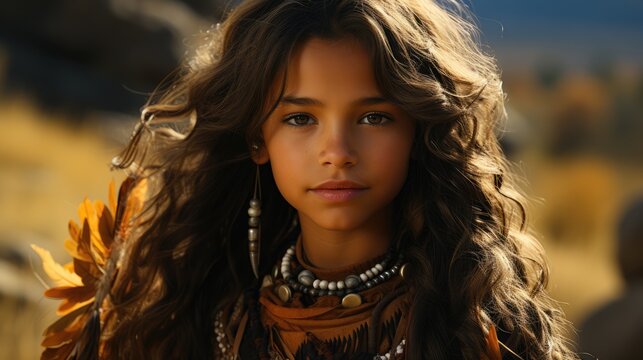 Native American Girl - beautiful stock photo