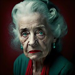 grieving old woman with red lipstick photograph retro 