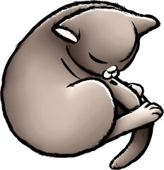 chat qui dort sieste kawaii chibi