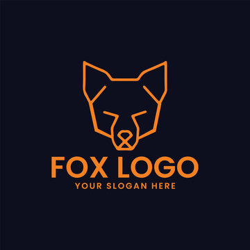 wolf fox logo design vector