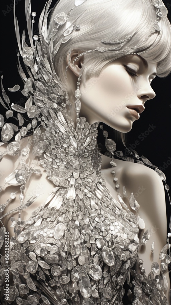 Poster a vast expanse of scintillating diamonds, cascading in mesmerizing patterns.