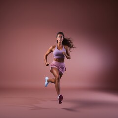 Fototapeta na wymiar Generative AI. Girl in sportswear running