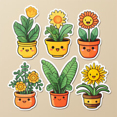 sticker happy plants created with Generative Ai