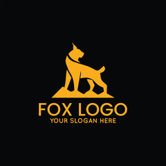 wolf fox logo design vector