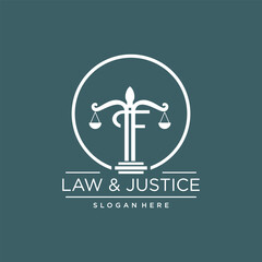 LAW & JUSTICE VECTOR LOGO DESIGN WITH MODERN LETTER CONCEPT