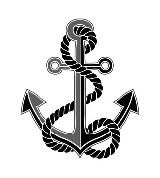 recommend clip art: Nautical anchor with rope symbol. Graphic design for a t-shirt print, tattoo, logo. Png clipart isolated on transparent background