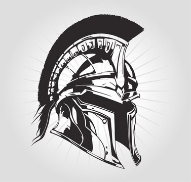 Spartaner Helm Sparta Griechischer Krieger Vektor Spartans
