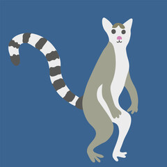 Limur in vector. wild animal in flat style. Template for poster logo icon for app website. Series of animal images in flat style