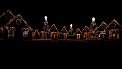 (4K) Colorful outside Christmas decorations AI