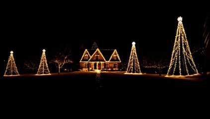 (4K) Colorful outside Christmas decorations AI