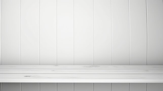 White Wooden Shelf with a White Wall