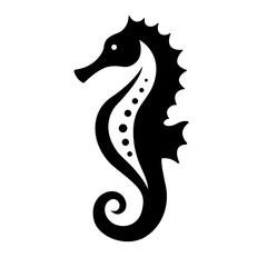 seahorse silhouette vector illustration logo icon clipart isolated on white background - obrazy, fototapety, plakaty