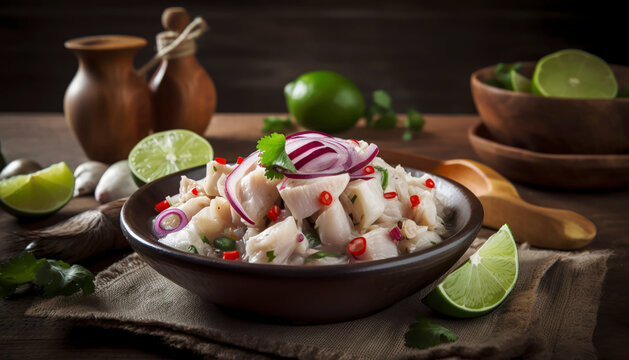 fish ceviche with onions