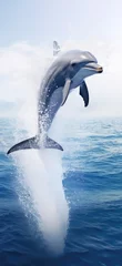 Fotobehang Highresolution Stock Photo Of Dolphin Jumping Out Of Water. Cell Phone Wallpaper © Anastasiia