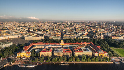 Fototapeta na wymiar Aerial view of Admiralty in St. Petersburg