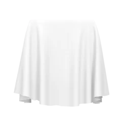 Rolgordijnen White fabric covering a cube or rectangular shape. Can be used as a stand for product display, draped table. Png clipart isolated cut out on transparent background © paketesama