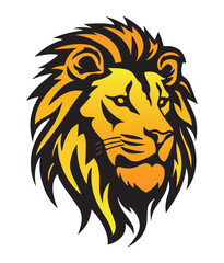 Vector illustration of a lion face drawing with thick black outlines and gradient fill on white background