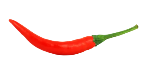 Rolgordijnen Red hot pepper chili isolated on transparent background with png. Spicy chili Asia food spice © Phuangphet