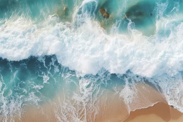 Keuken spatwand met foto Breathtaking Aerial View Of The Ocean On Summer Morning, Setting The Scene With Topdown Perspective © Anastasiia