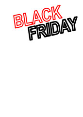 Black friday event banner, white background, text and copy space.