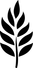 Branch, leaves black silhouettes. Isolated on white background hand drawn