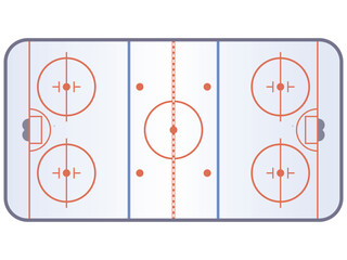 hockey ice rink from aerial view on white background