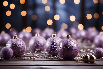 Christmas decorations, violet background